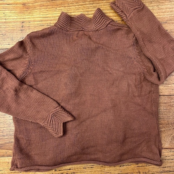 Vintage Pure Handknit Cotton Rust Enlarged Button Cardigan / L/XL - Picture 4 of 9